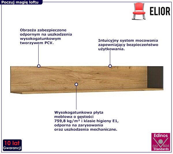 Minimalistyczna półka ścienna T6-W76