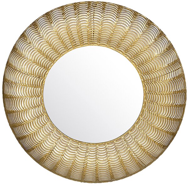 Lustro ścienne wiszące okrągłe 77 cm dekoracyjna metalowa rama złote Godhra Beliani