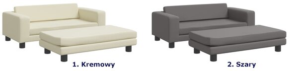 Kremowa sofa dla dziewczynki z podnóżkiem z ekoskóry E2-H37