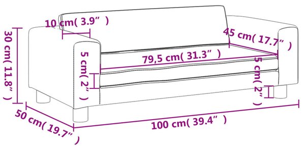 Kremowa sofa dla dziewczynki z podnóżkiem z ekoskóry E2-H37