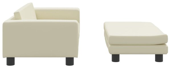 Kremowa sofa dla dziewczynki z podnóżkiem z ekoskóry E2-H37