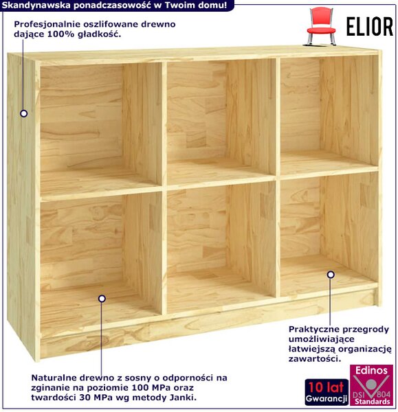 Drewniany regał skandynawski naturalny - Ejos 6X
