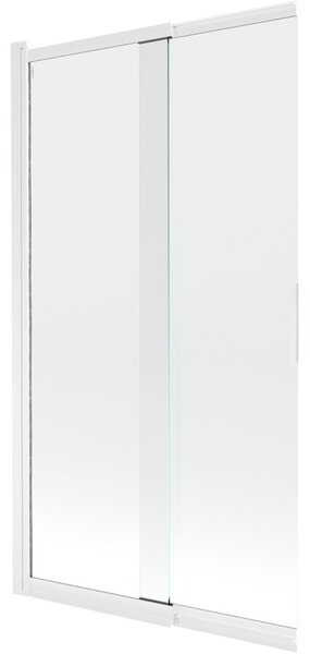 Mexen Fox parawan nawannowy 2-skrzydłowy przesuwny 100 x 150 cm, transparent, biały - 891-100-002-20-00