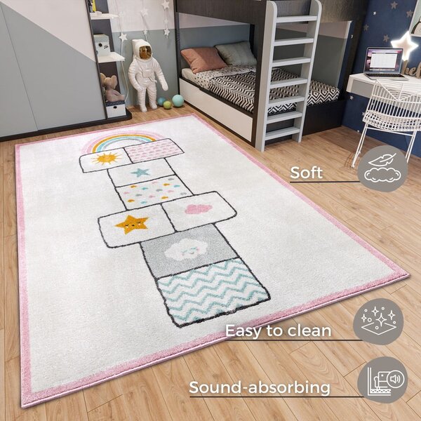 Biało-różowy dywan dziecięcy 120x170 cm Bouncy – Hanse Home