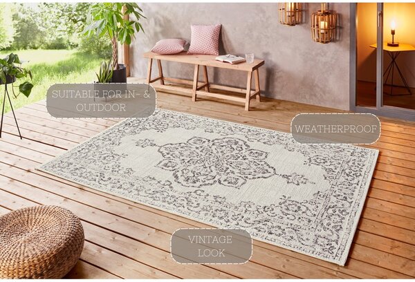 Szaro-kremowy dywan odpowiedni na zewnątrz NORTHRUGS Tilos, 120x170 cm