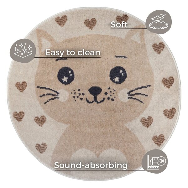 Beżowy dywan dziecięcy ø 100 cm Cat – Hanse Home