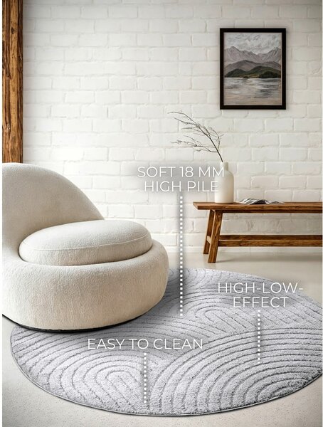 Jasnoszary okrągły dywan ø 160 cm Panglao New York Light Grey – Elle Decoration