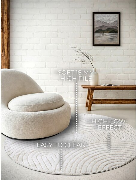 Biały okrągły dywan ø 160 cm Panglao New York White – Elle Decoration