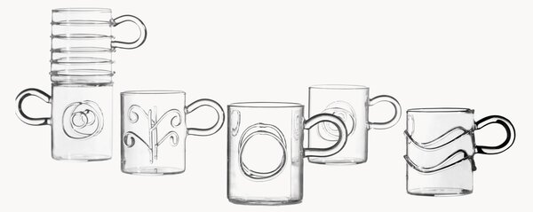 Komplet ręcznie wykonanych filiżanek ze szkła borokrzemowego do espresso Deco' Clear, 6 elem