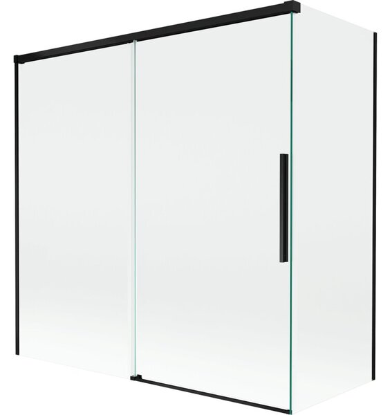 Mexen Rox parawan nawannowy 2-skrzydłowy rozsuwany 160 + 75 x 150 cm, transparent, czarny - 8C9-160-075-70-00