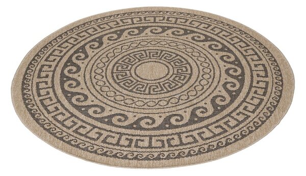 Czarno-beżowy okrągły dywan odpowiedni na zewnątrz ø 80 cm Comilla – Ayyildiz Carpets