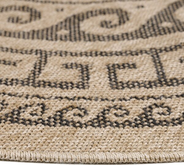 Czarno-beżowy okrągły dywan odpowiedni na zewnątrz ø 80 cm Comilla – Ayyildiz Carpets