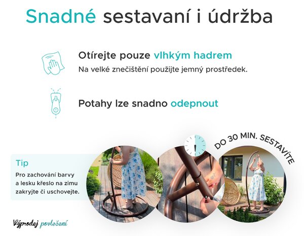 PROMOCJA Wiszący fotel KOKON ze stojakiem, beżowy II. gatunek