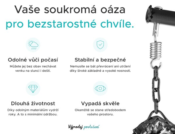 PROMOCJA Wiszący fotel KOKON ze stojakiem, beżowy II. gatunek