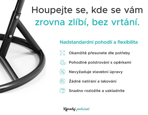PROMOCJA Wiszący fotel KOKON ze stojakiem, beżowy II. gatunek