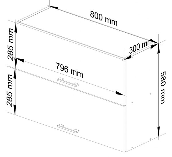 Biała górna szafka kuchenna z podwójnym frontem 80 cm R3-R54