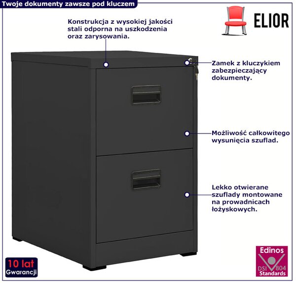 Antracytowy kontenerek pod biurko na klucz N0-K40