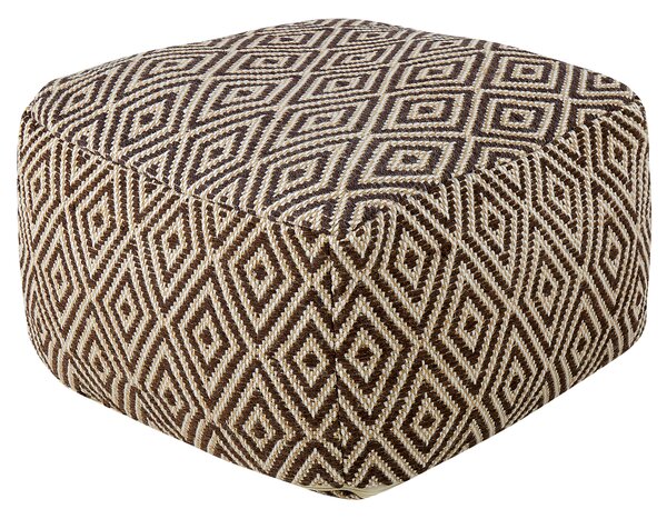 Puf tkany brązowo-beżowy bawełniany kwadratowy wzór geometryczny Manisa Beliani
