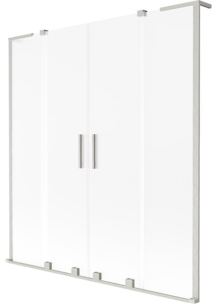 Mexen Velar L Duo parawan nawannowy 2-skrzydłowy rozsuwany 150 x 150 cm, szron, nikiel szczotkowany - 896-150-003-32-97