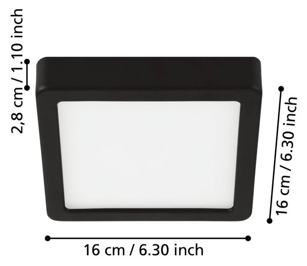 Czarna lampa sufitowa LED 16x16 cm FUEVA 5 – EGLO