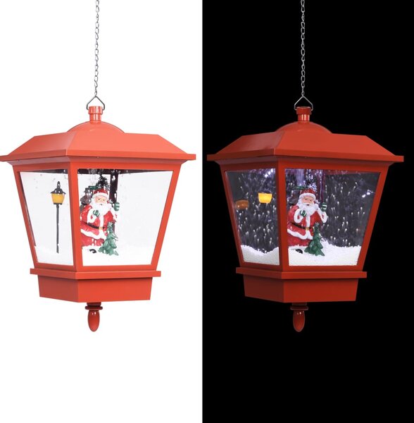 Świąteczna lampa wisząca LED z Mikołajem, czerwona, 27x27x45 cm