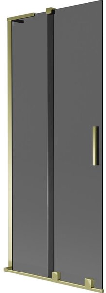 Mexen Velar L parawan nawannowy 2-skrzydłowy rozsuwany 85 x 150 cm, grafit, złoty - 896-085-003-41-50