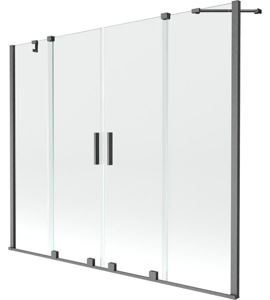 Mexen Velar Duo parawan nawannowy 2-skrzydłowy rozsuwany 170 x 150 cm, transparent, gun gray szczotkowany - 896-170-000-02-66