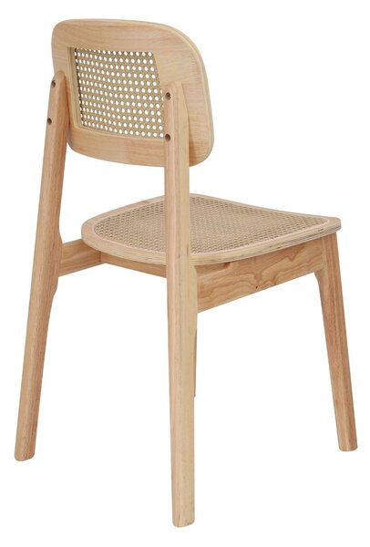 Krzesło Savio light z litego drewna kauczukowego, rattan