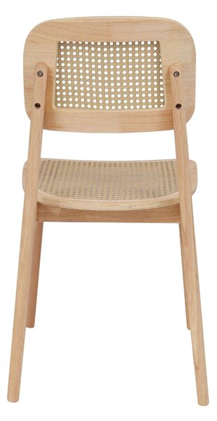 Krzesło Savio light z litego drewna kauczukowego, rattan