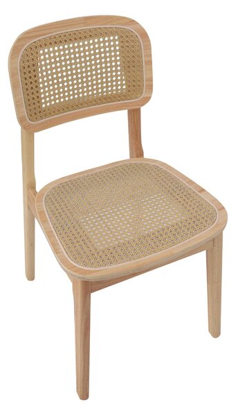 Krzesło Savio light z litego drewna kauczukowego, rattan