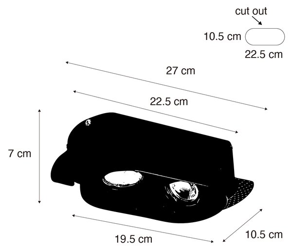 Okrągły podtynkowy reflektor czarny GU10 50 mm 2-punktowy - Hubs