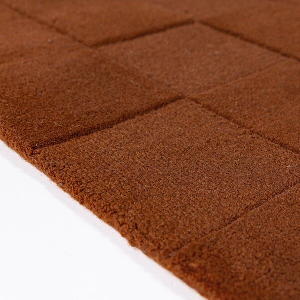 Wełniany chodnik tkany ręcznie w kolorze terakoty 60x230 cm Checkerboard – Flair Rugs