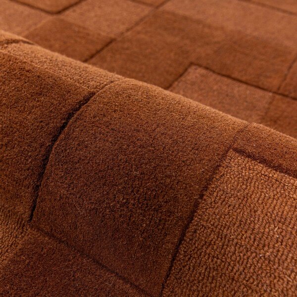 Wełniany chodnik tkany ręcznie w kolorze terakoty 60x230 cm Checkerboard – Flair Rugs