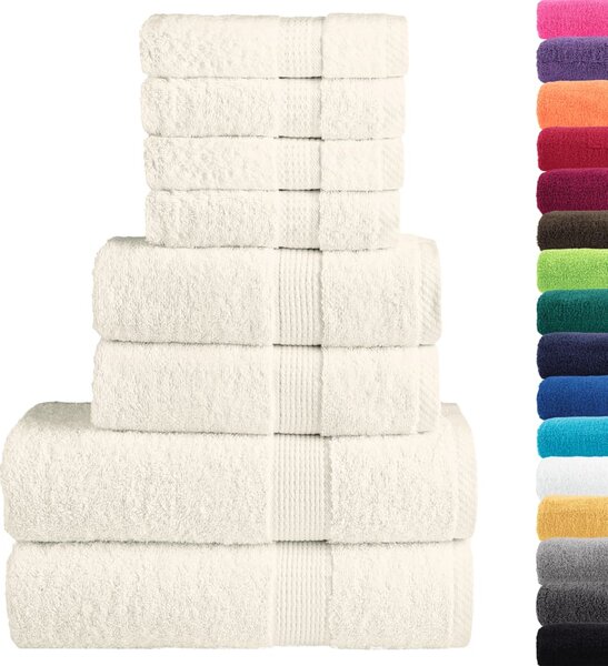 8-częściowy zestaw ręczników premium SOLUND, kremowy, 600 g/cm²