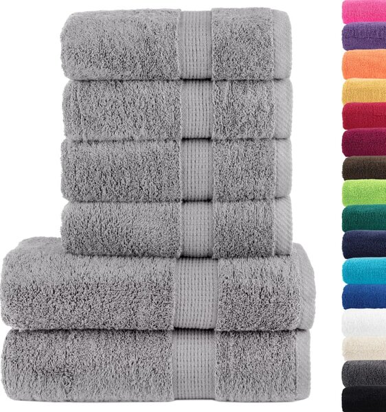 6-częściowy zestaw ręczników premium SOLUND, szary, 600 g/cm²