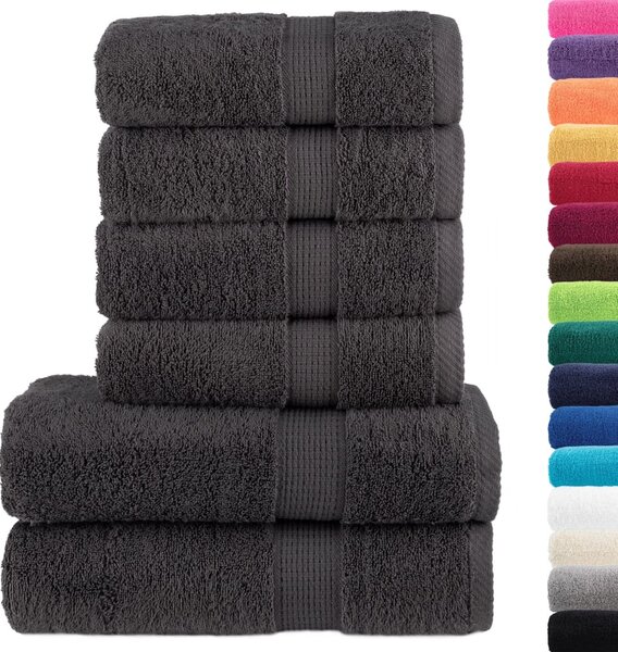6-cz. zestaw ręczników premium SOLUND, antracytowy, 600 g/cm²