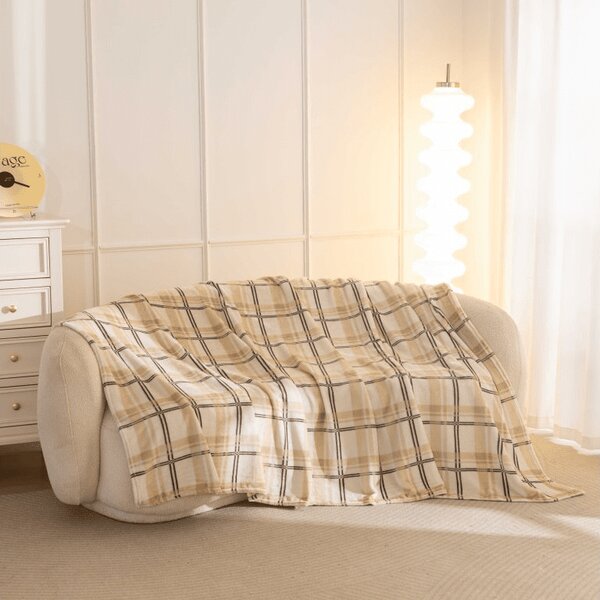 Mikropluszowy koc PLAID, kremowy Rozmiar: 150 x 200 cm