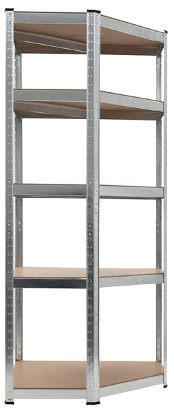 Regał narożny z 5 półkami, stal i materiał drewnopochodny