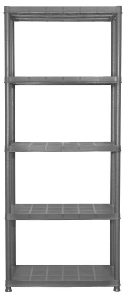 Regał 5-poziomowy, czarny, 71 x 38 x 170 cm, plastik