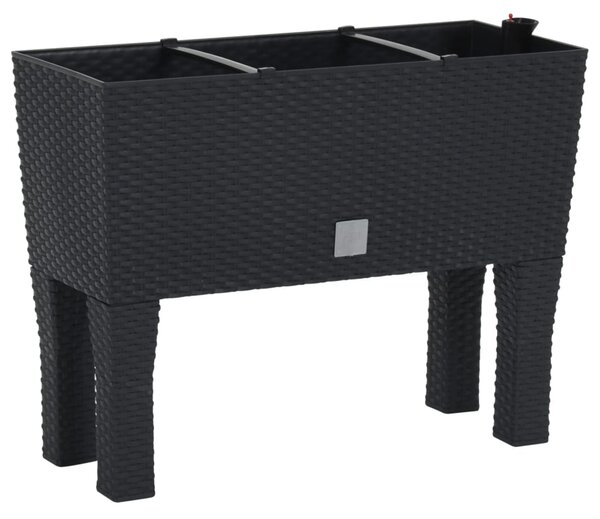 Podwyższona donica, antracytowa, 60x25x46 cm, rattan PP