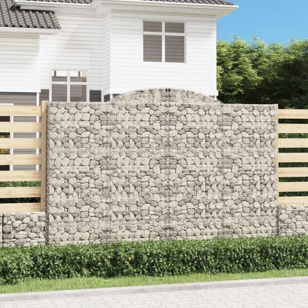 Kosze gabionowe, 2 szt, 300x50x200/220 cm, galwanizowane żelazo