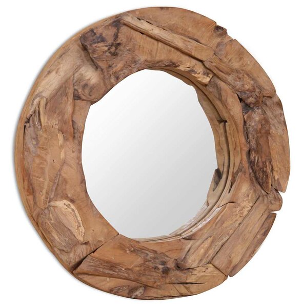 Lustro dekoracyjne, drewno tekowe, 60 cm, okrągłe