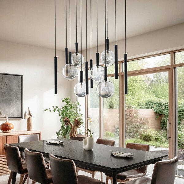 Lampa wisząca szklana Lumavia Lucande, możliwość ściemniania, czarny, salon / jadalnia, szkło, nowoczesny