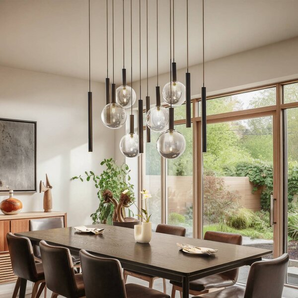 Lampa wisząca szklana Lumavia Lucande, możliwość ściemniania, czarny, salon / jadalnia, szkło, nowoczesny