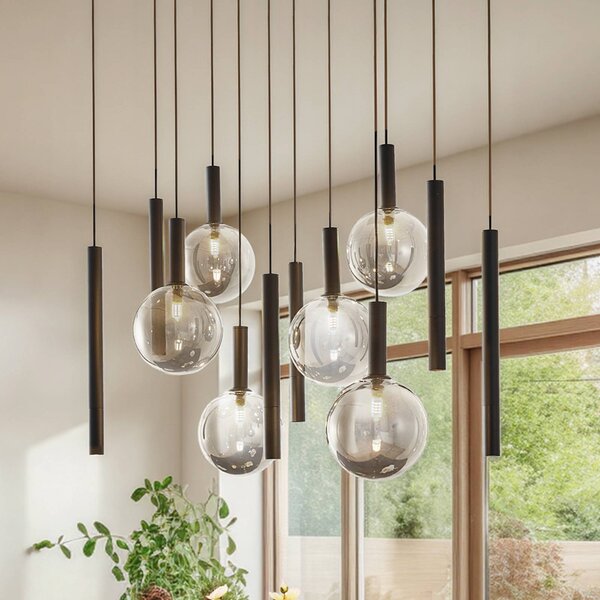 Lampa wisząca szklana Lumavia Lucande, możliwość ściemniania, czarny, salon / jadalnia, szkło, nowoczesny