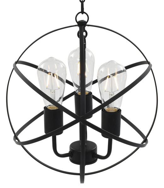 Lampa wisząca, czarna, sferyczna, 3 żarówki E27