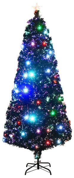 Sztuczna choinka z LED i stojakiem 210 cm, włókno optyczne