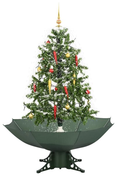 Choinka sypiąca śniegiem, podstawa parasolowa, zielona, 140 cm