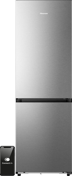 Lodówka HISENSE RB3K330SAIC 330l ExtraSpace 35dB No frost 185cm do obudowy WiFi Connectlife Srebrna Metal Cooling