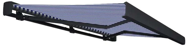 Automatyczna markiza kasetowa, 400x300 cm, niebiesko-biała